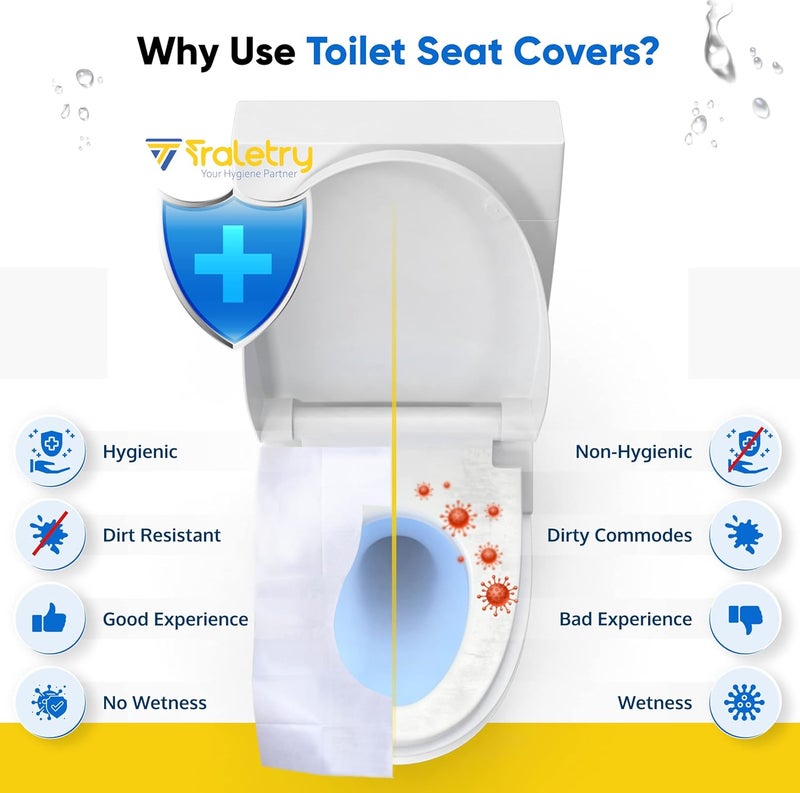 Traletry Toilet Seat Covers Disposable Flushable Travel Pack of 200 XL-Disposable Toilet Seat Covers-Biodegradable Paper-Kids Men Women Adults Toiletries-Airplane Camping Travel Essentials Accessories - Image 5